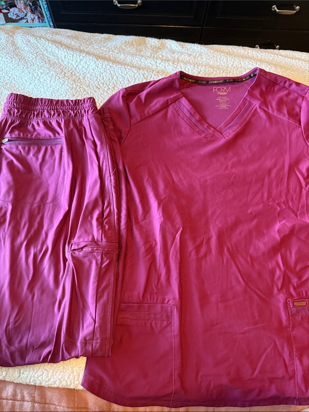 Cherokee Form Magenta V-Neck Scrub Top